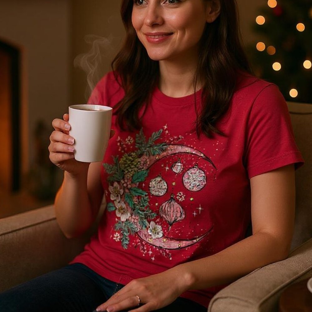 Life is Good Moon Ornaments  Crusher Crew Tee Shirt Holiday